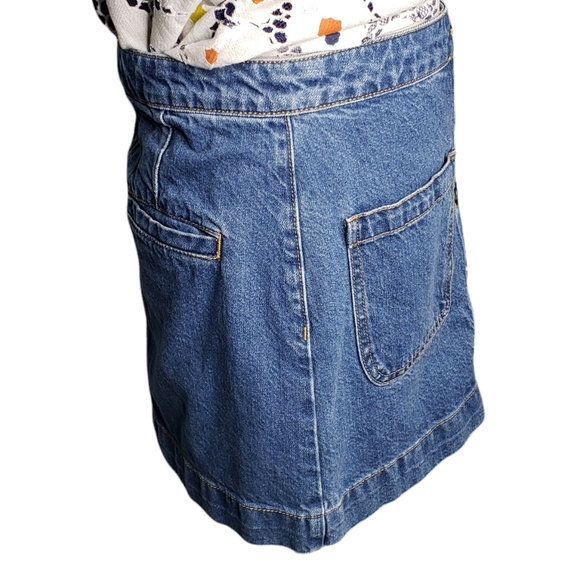 Don't Get Me Wrong Cotton Denim Button Patch PocketFront Free People Mini Skirt - Picture 8 of 10